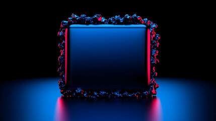 Poster - Abstract Rectangular Frame with Textured Edges and Neon Lighting