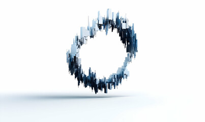 Poster - Abstract city skyline transformation in circular shape with white background