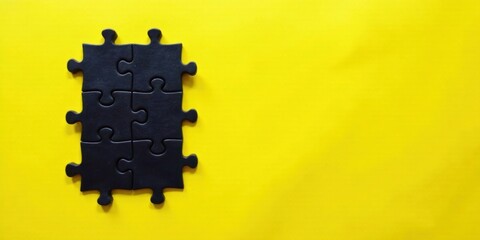 Aufkleber - Black Puzzle Pieces on Yellow Background A Concept of Unity and Collaboration