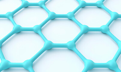 Poster - Abstract Geometric Pattern of Blue Hexagons on Light Background