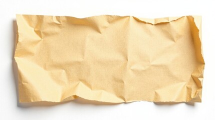 Aufkleber - A crumpled piece of tan wrapping paper with uneven, torn edges, isolated on a white background