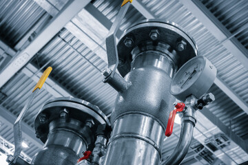 Aufkleber - Boiler room gas pressure meter. Industrial  concept. equipment of the boiler-house, - valves, tubes, pressure gauges manometer