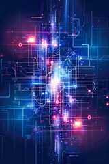 Poster - An artistic representation showcasing an energetic fusion of light and digital elements amidst a deep background, symbolizing the intersection of technology and human emotion.