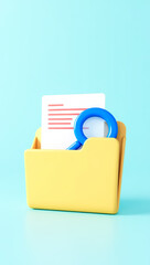 Aufkleber - pastel yellow file folder with document and blue search