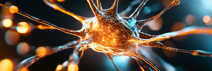 Poster - An intricate network of abstract neural connections pulsates with movement, showcasing vibrant data streams that mimic the cognitive processes of a brain