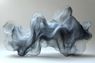 Poster - Abstract Grey And White Flowing Shape Design