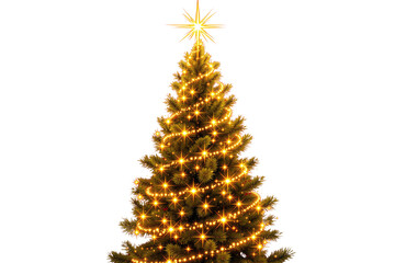 Poster - Christmas tree with lights, illustration, white background, concept of celebration. Ai generative
