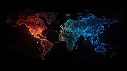 Fototapete - Business globalization concept with a bright world map and economic interconnections.