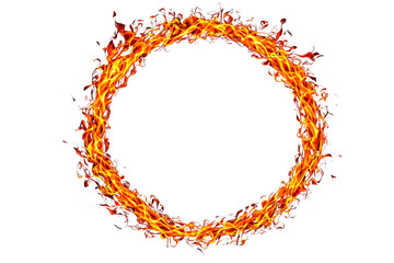 Aufkleber - Flaming circular frame, graphic style, white background, concept of energy. Ai generative