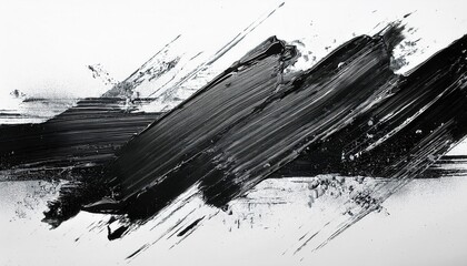 Poster - dynamic black brushstroke abstraction with textured splashes on white background, modern minimalist art for decor, digital painting aesthetic