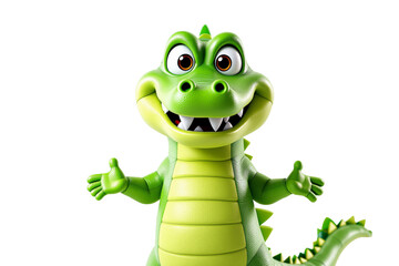 Poster - Cartoon green crocodile with open arms on white background. Concept of welcoming. Ai generative