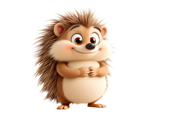 Poster - Cartoon hedgehog character, cute style, on white background, concept of friendship. Ai generative