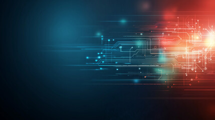 Fototapete - A beauty futuristic abstract background in a high-tech style in blue and orange colors. Shining lines and patterns resembling neural networks, connections, and digital circuits