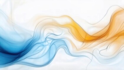Poster - fluid abstract waves in blue and orange with soft light effects, dynamic motion background for digital art and modern design

