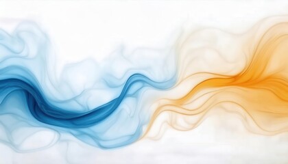 Poster - fluid abstract waves in blue and orange with soft light effects, dynamic motion background for digital art and modern design

