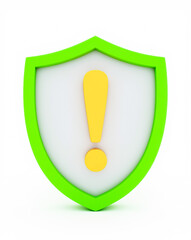 Aufkleber - vibrant green shield with a bright yellow exclamation mark.