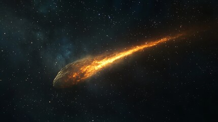 a comet with a long, glowing tail traveling across a dark, starlit sky