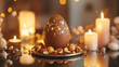 © NovaVisuals - Easter egg surrounded by candles for festive spring holiday celebration and spiritual warmth