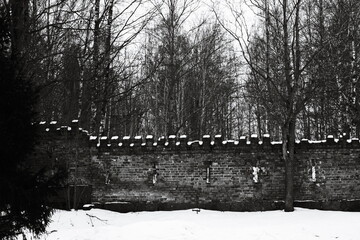 Poster - A simple yet elegant image of a stone wall, perfect for use in architectural or historical contexts.