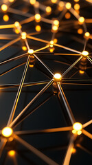 Poster - A captivating grid of glowing nodes linked by delicate lines illuminates the concept of artificial intelligence. This intricate network represents connectivity, intelligence, and advanced technology