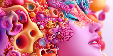 Poster - A breathtaking display of biomorphic 3D fractals mimicking coral formations, adorned with vivid neon accents. This artwork invites a deep connection with nature's beauty through color and texture
