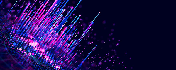 Poster - big data complex graph. quantum computing universe. cyber space of ai technology. futuristic graph. 
