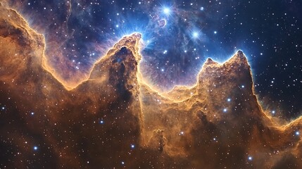 a detailed view of a star-forming region in a colorful nebula filled with cosmic light