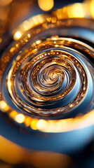 Poster - A stunning fractal design unfolds as a spiral with a shimmering metallic texture, reflecting light in captivating ways. The endless pattern invites viewers to explore its depths