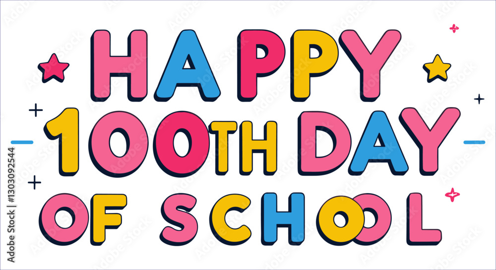 Happy 100th days of school kids shirt design, Celebrating 100th days of school t-shirt vector design, Colorful happy 100th days of school typography design vector, Happy 100th days of school t-shirt