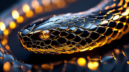 Poster - This artwork highlights a stunning digital surface that mimics the intricate patterns of snake skin, featuring glossy textures and detailed scales