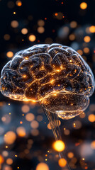 Poster - A mesmerizing display of an abstract network mimicking a brain, illuminated by flowing data streams that evoke the essence of artificial intelligence in motion
