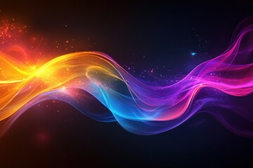 Poster - Bright and colorful light lines swirl together on a black background, creating an engaging and dynamic visual display that catches the eye