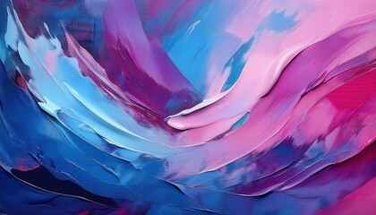 Poster - vivid abstract fluid art with swirling pink, blue, and purple brushstrokes for modern decor, branding, and background


