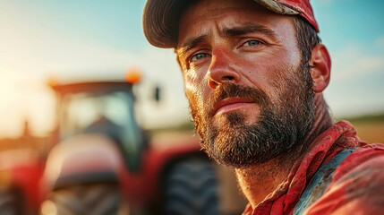 Poster - Agricultural Mechanic at Work, skilled technician repairing essential farm machinery, ensuring tractors and plows run smoothly for efficient agricultural operations