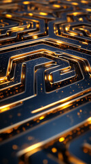 Poster - An intricate labyrinth unfolds with shimmering glowing edges and mysterious deep shadows. The design draws the viewer into an endless journey of shapes and patterns, evoking a sense of wonder