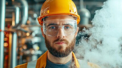 Poster - Boiler Technician Optimizing Steam Systems, enhancing energy efficiency in industrial environments, skilled maintenance, precision tuning, industrial safety practices