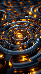 Fototapete - An intricate fractal labyrinth captivates the viewer with its glowing edges contrasting against deep shadows, evoking a sense of limitless exploration and wonder