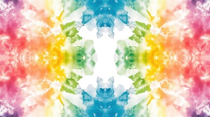 Wall Mural - white background with tie-dye designs in rainbow colors. the design is made of watercolor