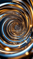 Poster - Exploring a captivating realm of infinite spirals, this artwork reveals a metallic texture that beautifully reflects light, creating a mesmerizing dance of colors and patterns