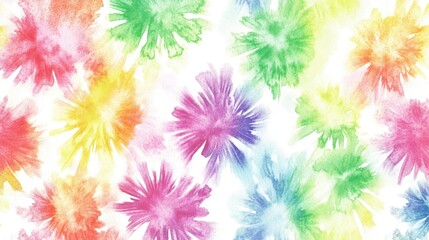 Wall Mural - white background with tie-dye designs in rainbow colors. the design is made of watercolor