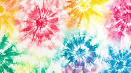 Wall Mural - white background with tie-dye designs in rainbow colors. the design is made of watercolor
