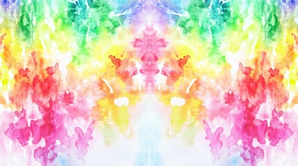 Wall Mural - white background with tie-dye designs in rainbow colors. the design is made of watercolor