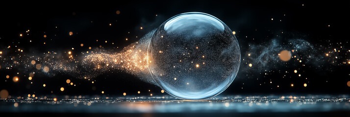 Fototapete - Enveloped in a translucent sphere, a complex data matrix shifts and flows with vibrant patterns, creating a captivating visual narrative in a futuristic digital space
