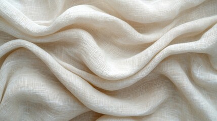 Poster - Soft white fabric draping gently across a surface, showcasing delicate texture and natural fibers