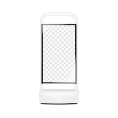 Wall Mural - Vertical advertising poster display stand. Empty transparent LCD screen. Realistic 3d vector mockup. LED billboard sign TV video panel. Mock-up. Self-service kiosk. Template for design