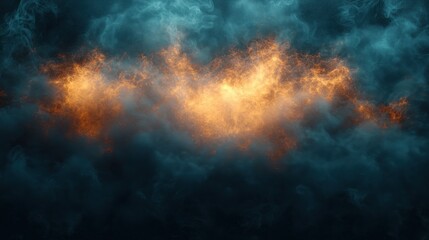 Aufkleber - Dynamic display of fire and smoke creating a dramatic atmosphere in a dark environment
