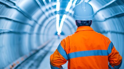 Poster - Tunneling Worker Excavating Underground, skilled laborer advancing deep into the earth, creating vital infrastructure, surrounded by raw earth and machinery, focused on precision and safety