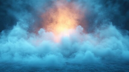 Poster - Vibrant explosion of colors amidst a swirling cloud formation at dusk