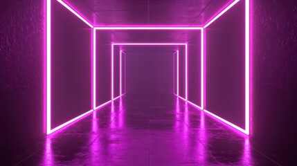 Poster - neon corridor: a futuristic neon corridor, bathed in a radiant glow, creates a sense of depth, leadi