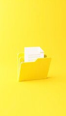Poster - yellow folder with white document on yellow background